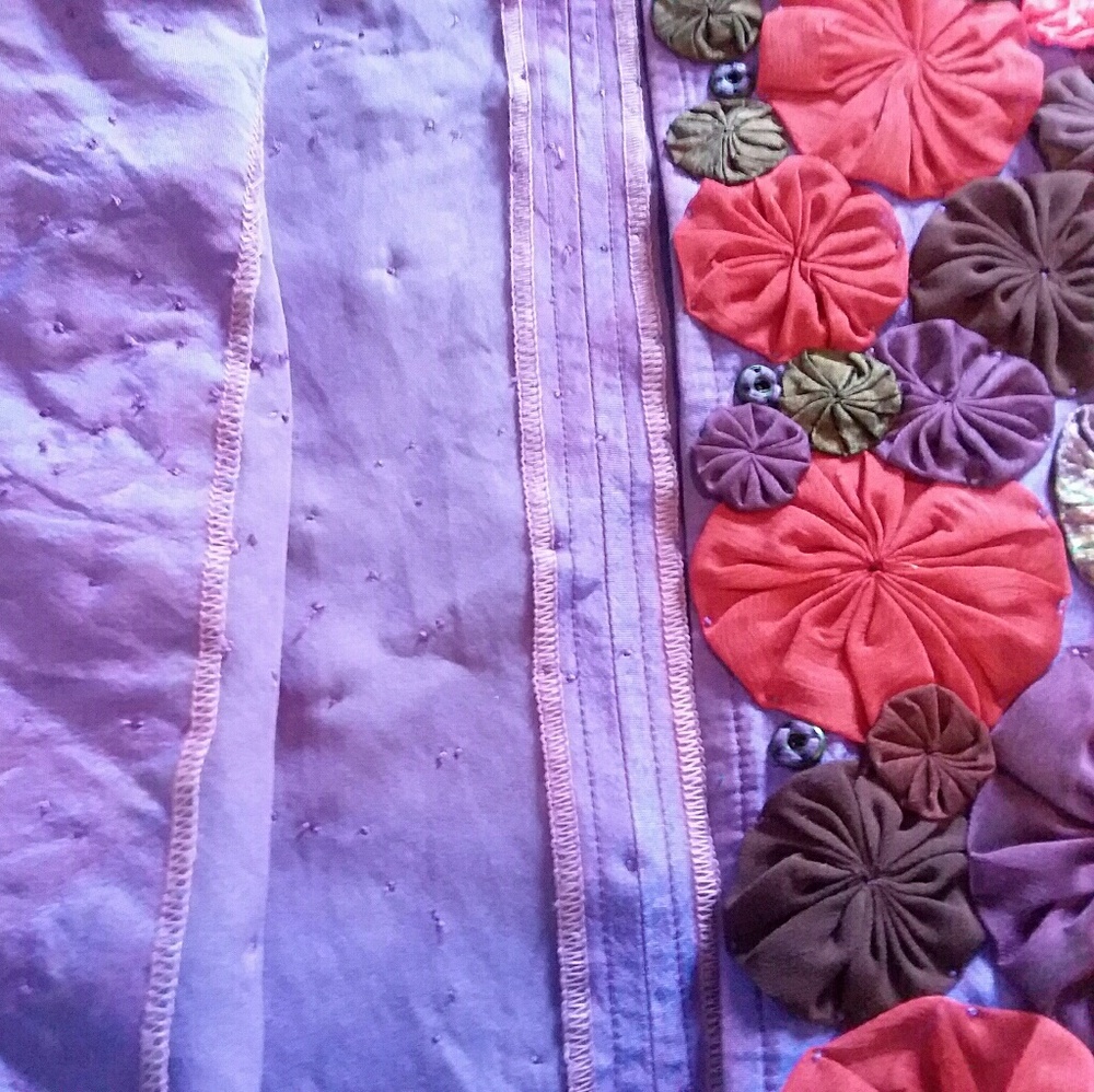 Fashion blazer purple and red floral snap jacket - Picture 5 of 6
